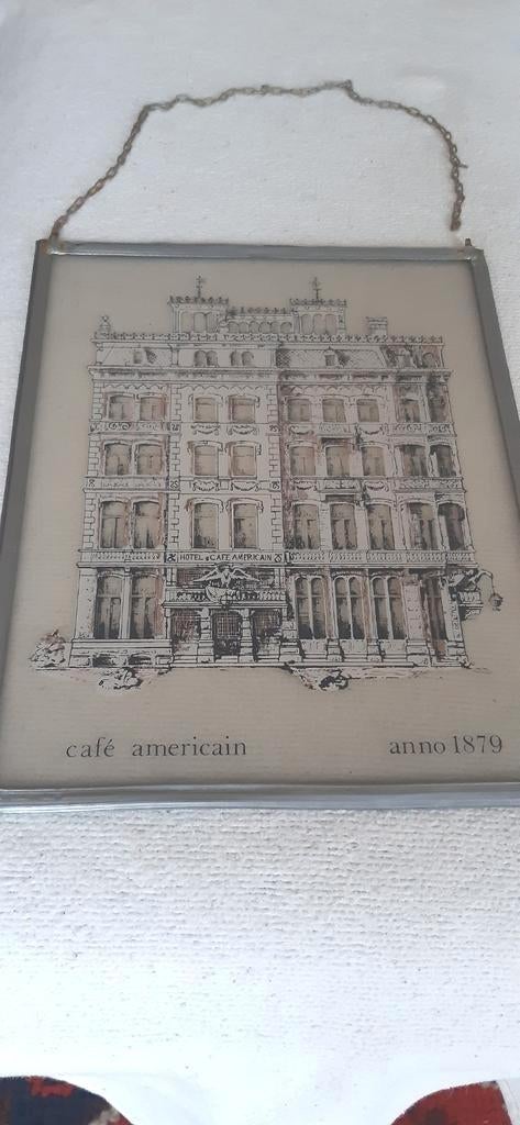 Nostalgische raamhanger cafe Americain Amsterdam Leidseplein, Antiek en Kunst, Curiosa en Brocante, Ophalen of Verzenden