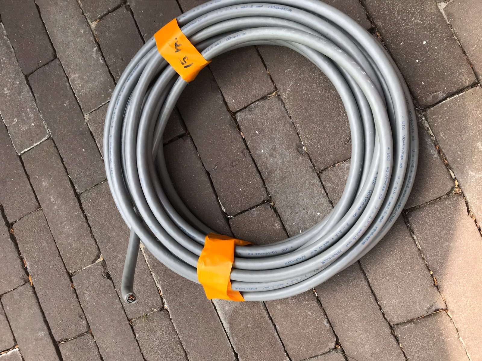 Grondkabel 3 draden 15 meter, Ophalen of Verzenden, Zo goed als nieuw, Kabel of Snoer