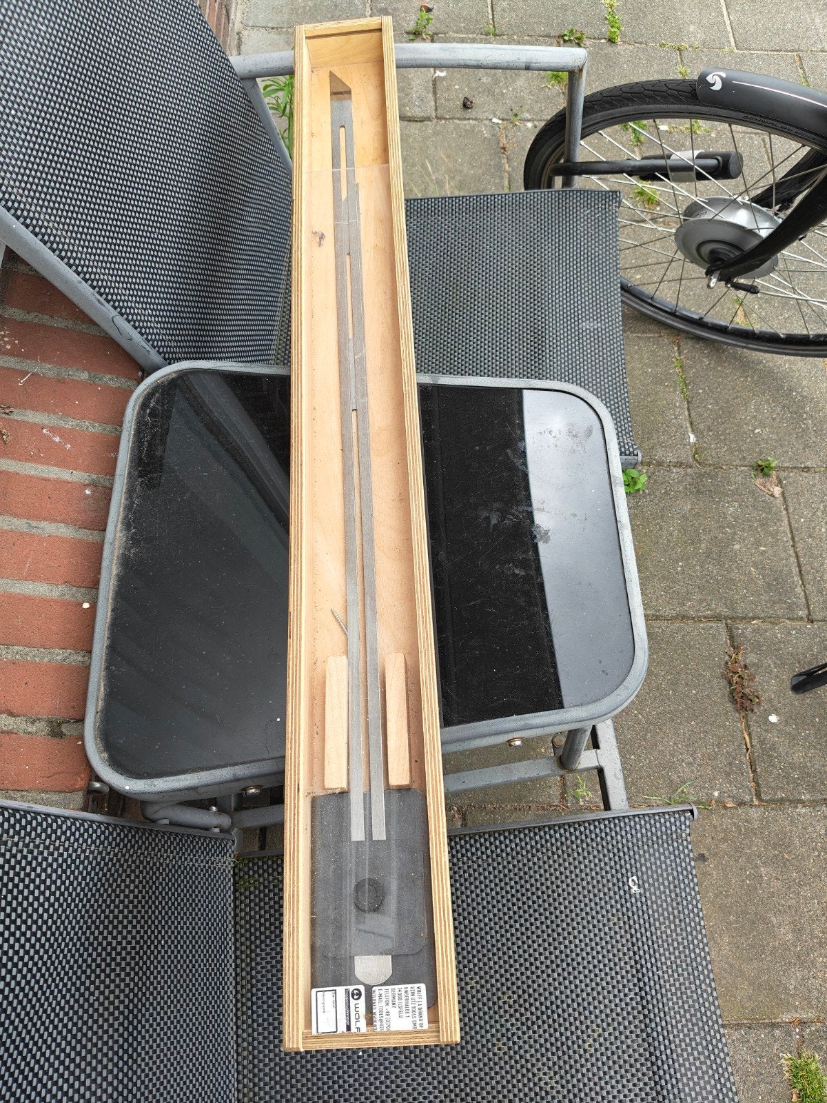 Wolf & Brand DE meetlat in houten kist, Doe-het-zelf en Verbouw, Gereedschap | Handgereedschap, Ophalen of Verzenden, Gebruikt