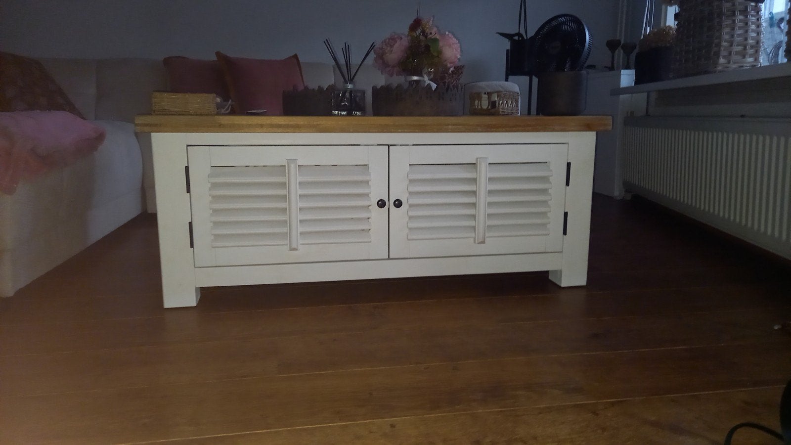 Witte, landelijke salontafel, Huis en Inrichting, Ophalen, Gebruikt, 100 tot 150 cm, 50 tot 100 cm