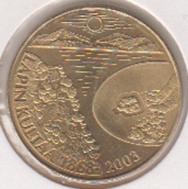 Finland penning Lapin Kultaa 1868-2003 UNC in munthouder, Ophalen of Verzenden, Overige materialen, Buitenland