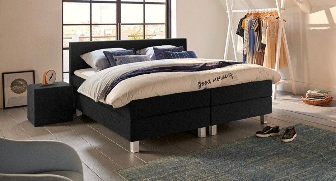 MioDormio Basso Bonell boxspring, Huis en Inrichting, Ophalen, Zwart, Tweepersoons, Zo goed als nieuw