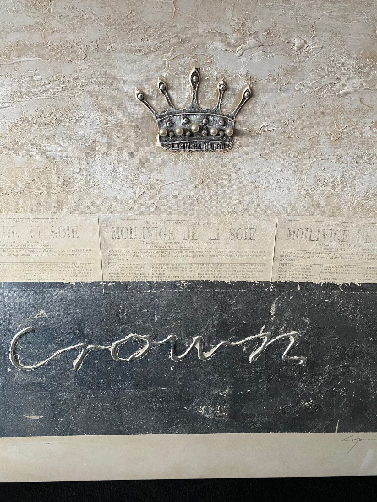 Groot Canvas schilderij ‘The Crown’, Ophalen, Zo goed als nieuw, 100 tot 125 cm, Schilderij