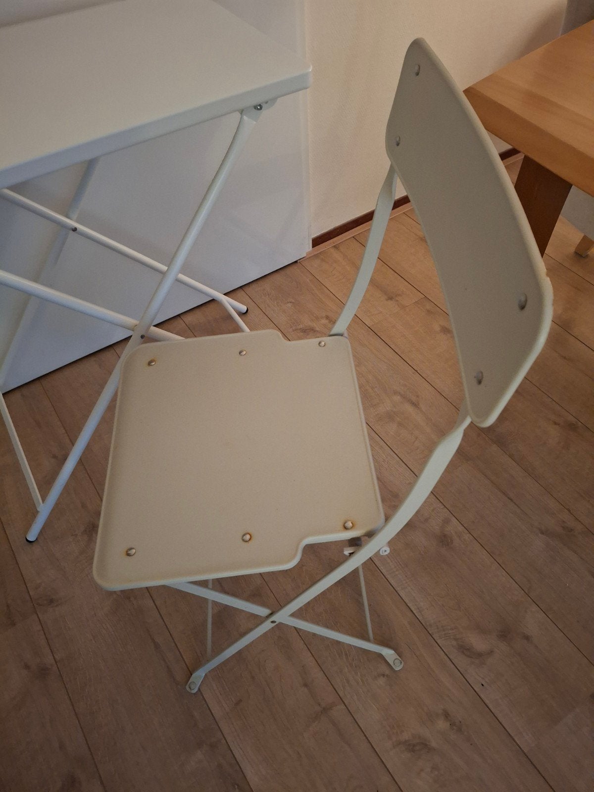 Ikea Saltholmen klapstoel bistrostoel in beige, Tuin en Terras, Tuinsets en Loungesets, Ophalen, Gebruikt, Overige materialen