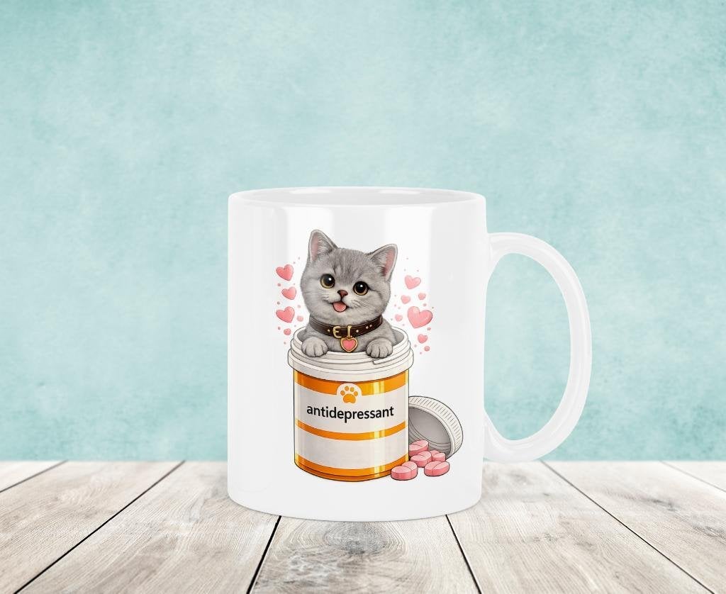 Antidepressiva - Brits Korthaar Mok, Verzenden, Keramiek, Nieuw, Overige stijlen