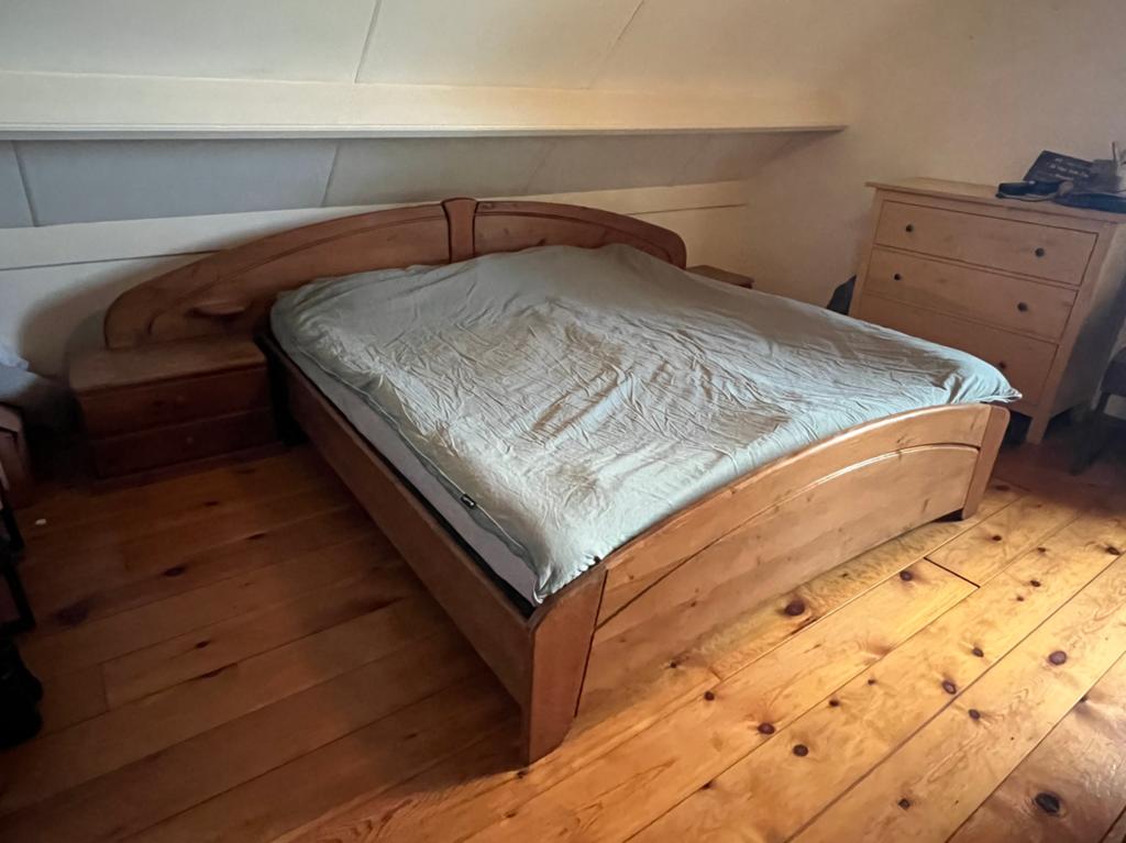 Bedombouw ledikant grenen 180x200cm, Ophalen, Gebruikt, Bruin, Tweepersoons