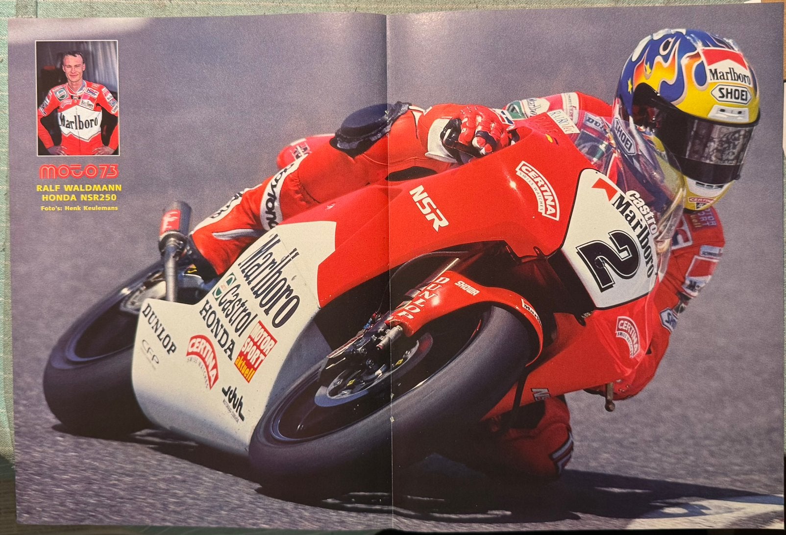 Poster Ralf Waldmann op Honda NSR 250, Verzenden, Zo goed als nieuw, Motoren