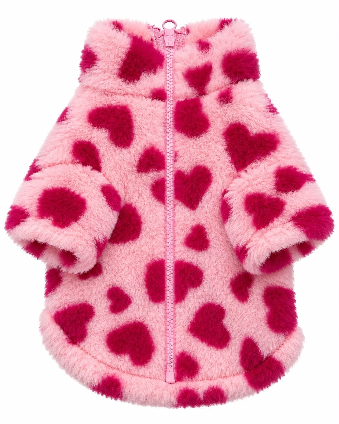Fluffy Hondenjas Roze – Love Hearts, Ophalen of Verzenden, Zo goed als nieuw, Hondenjas