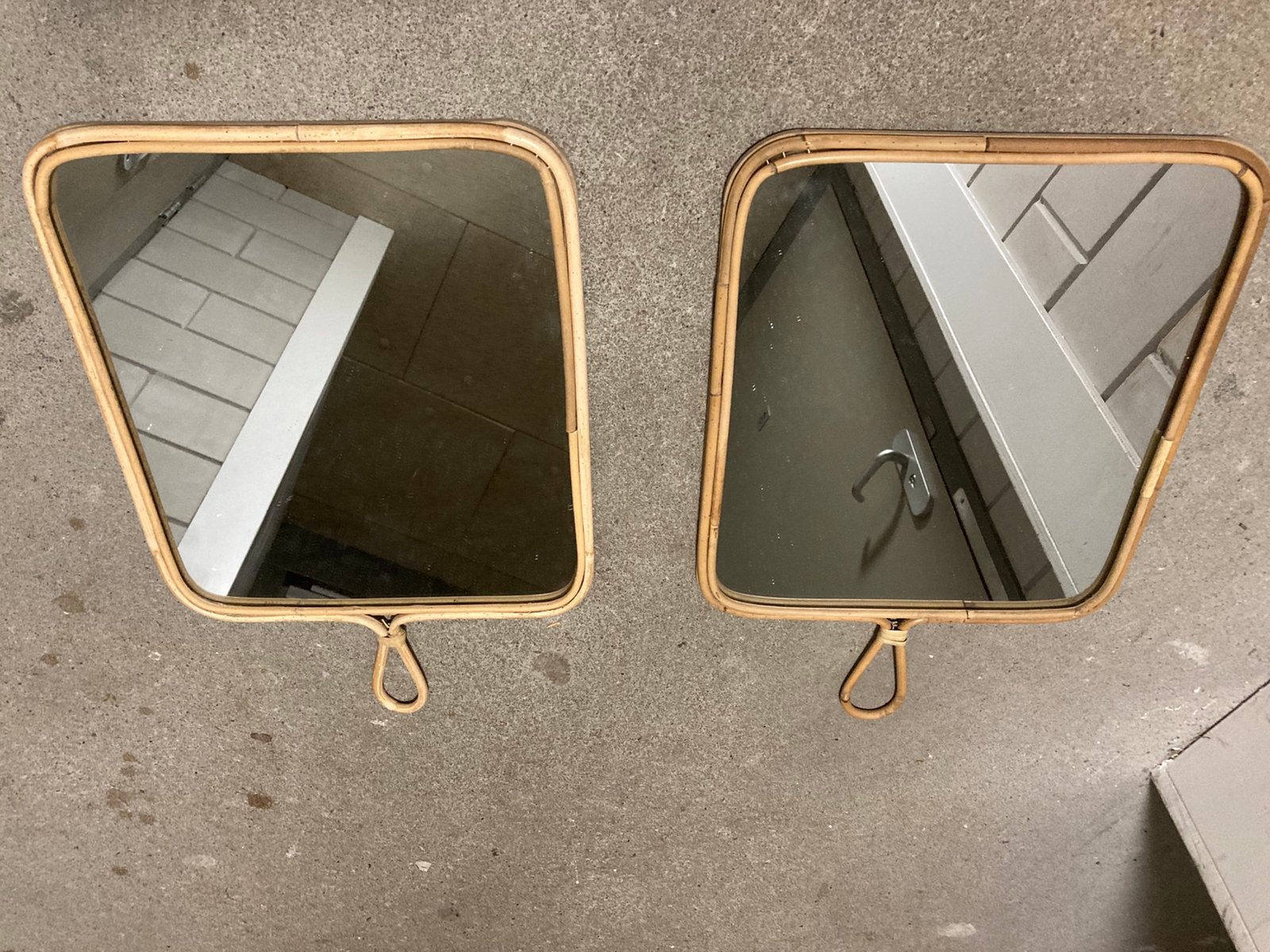 4 spiegels - 2x bamboe en 2x hout, Ophalen, Zo goed als nieuw, Minder dan 50 cm, Minder dan 100 cm