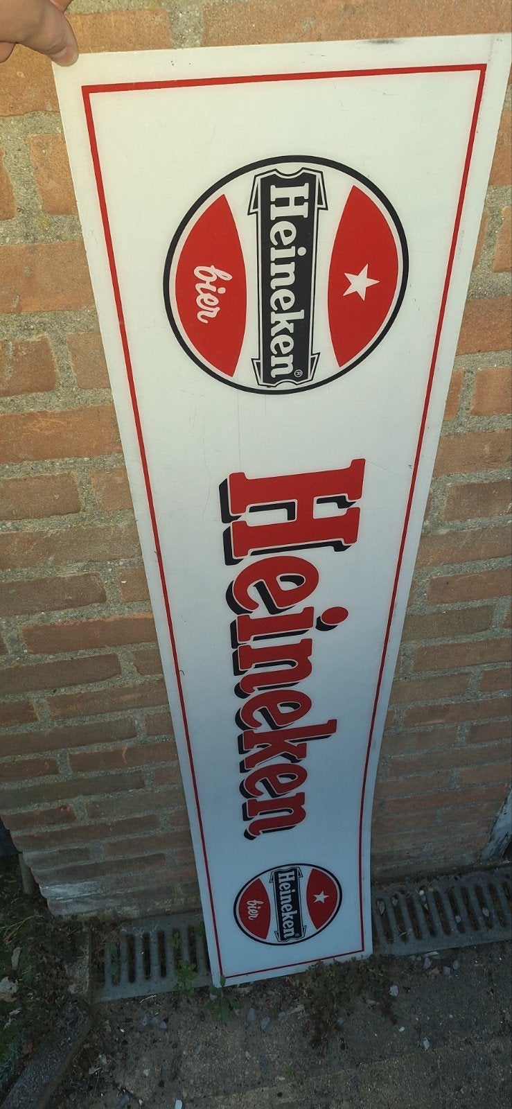 Heineken kunststof reclamebord plaat ca 29x143 cm, Ophalen, Reclamebord, Gebruikt, .