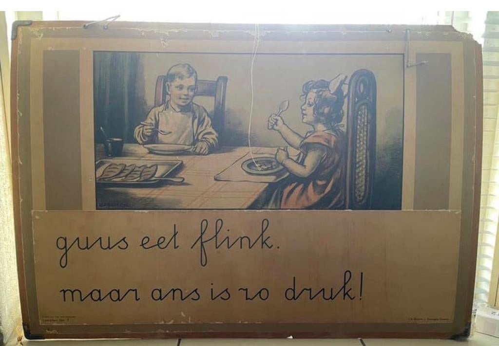 Oude schoolplaat, Antiek en Kunst, Antiek | Schoolplaten, Ophalen, Aardrijkskunde