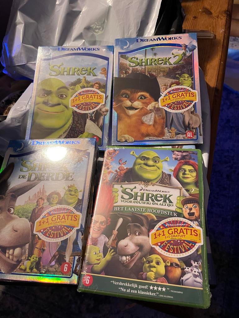 Shrek films 1, 2, 3 en 4 in verpakking, Avontuur, Boxset, Ophalen of Verzenden, Vanaf 6 jaar