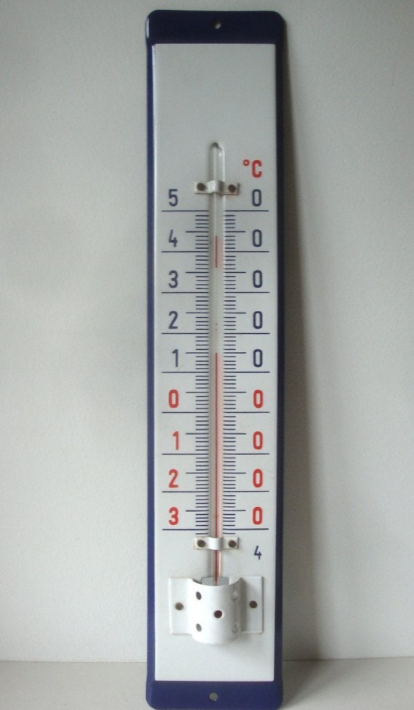Emaille buitenthermometer, 50 cm hoog, 10 cm breed, in heel, Ophalen of Verzenden