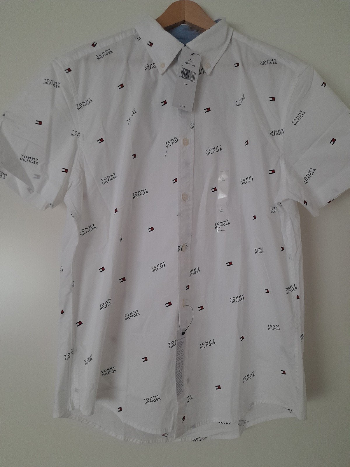 Nieuw Tommy Hilfiger heren overhemd met korte mouwen.Maat L, Ophalen of Verzenden, Nieuw