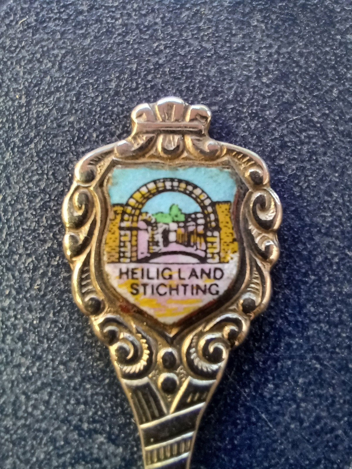 Theelepeltje Heilig Land Stichting (emaille schildje), Ophalen of Verzenden