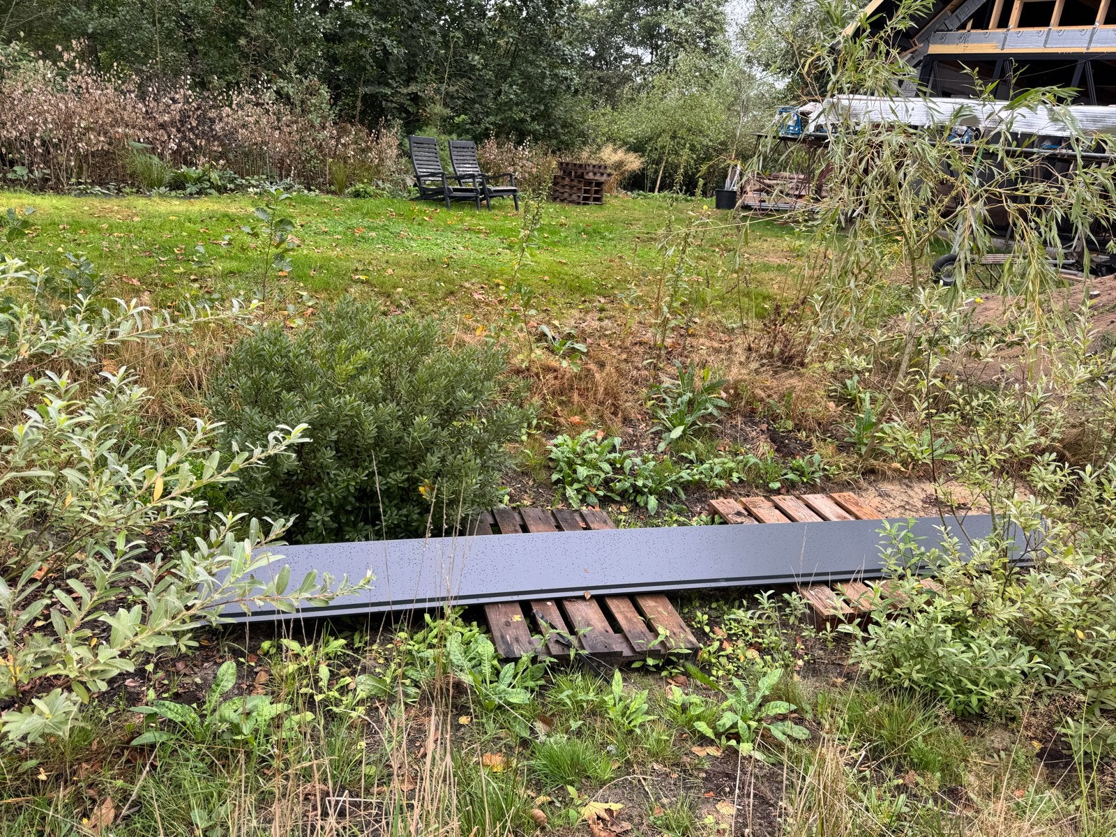5 stuks nokstuk  270/270 mm RAL 7016 HPS 4000mm voor 45 dak, Nieuw, Metaal, Grijs, Ophalen