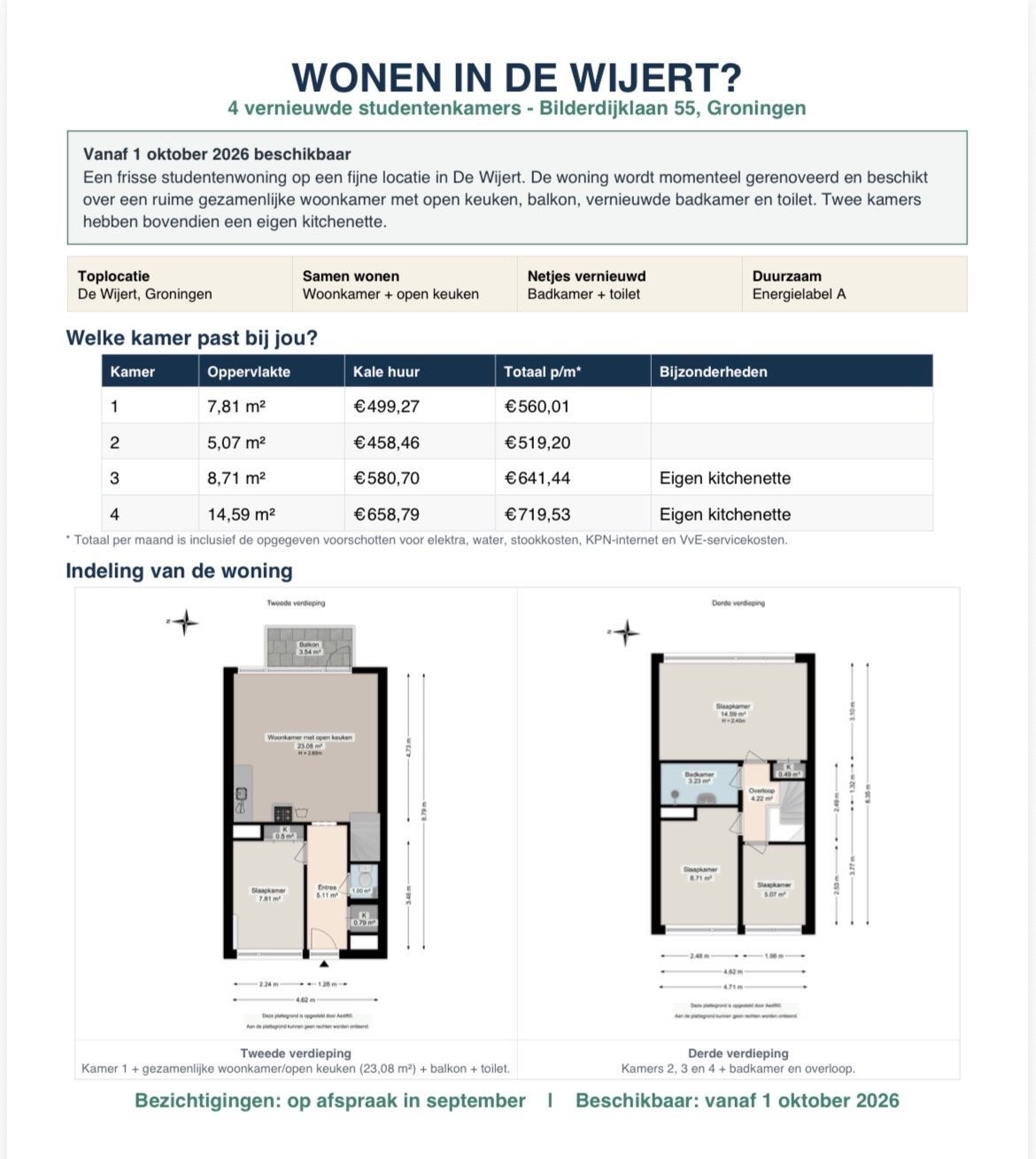 Kamer te huur - Bilderdijklaan 55 Groningen, de Wijert
