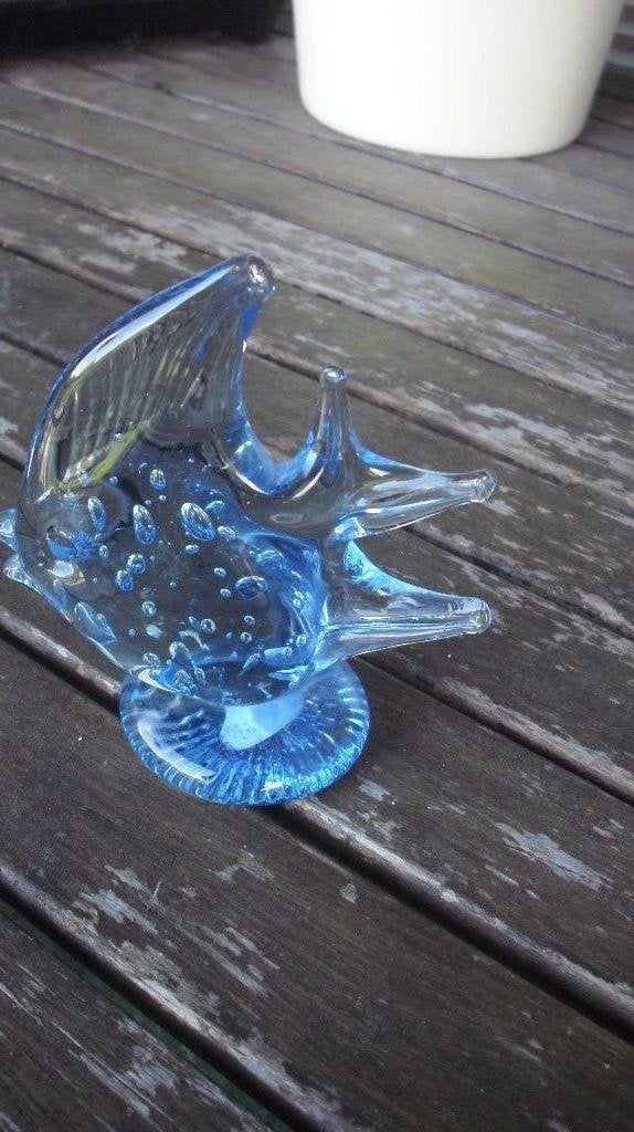 Blauw glas-Maanvis met bubbels, Ophalen of Verzenden, Zo goed als nieuw, Dier
