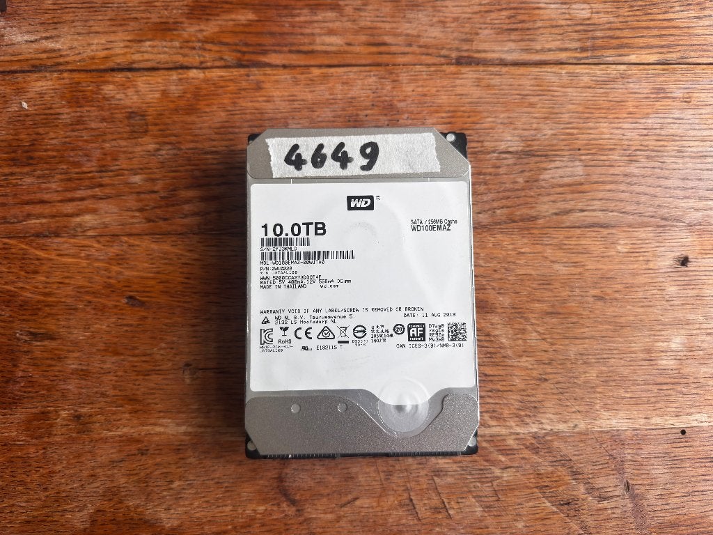 WD WD100EMAZ 10TB - 4649 uur - SATA HDD, Intern, Western Digital, Ophalen of Verzenden, Zo goed als nieuw