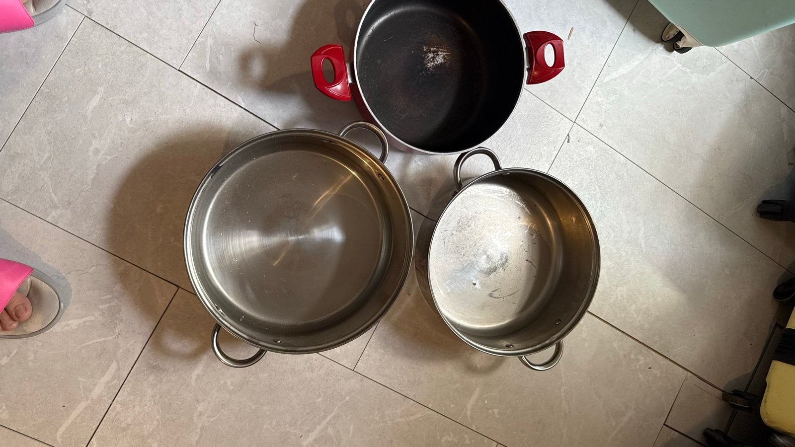 3 Grote Pannen - Royalty Line en Papilla - RVS en Aluminium, Ophalen, Gebruikt, Pannenset, Rvs
