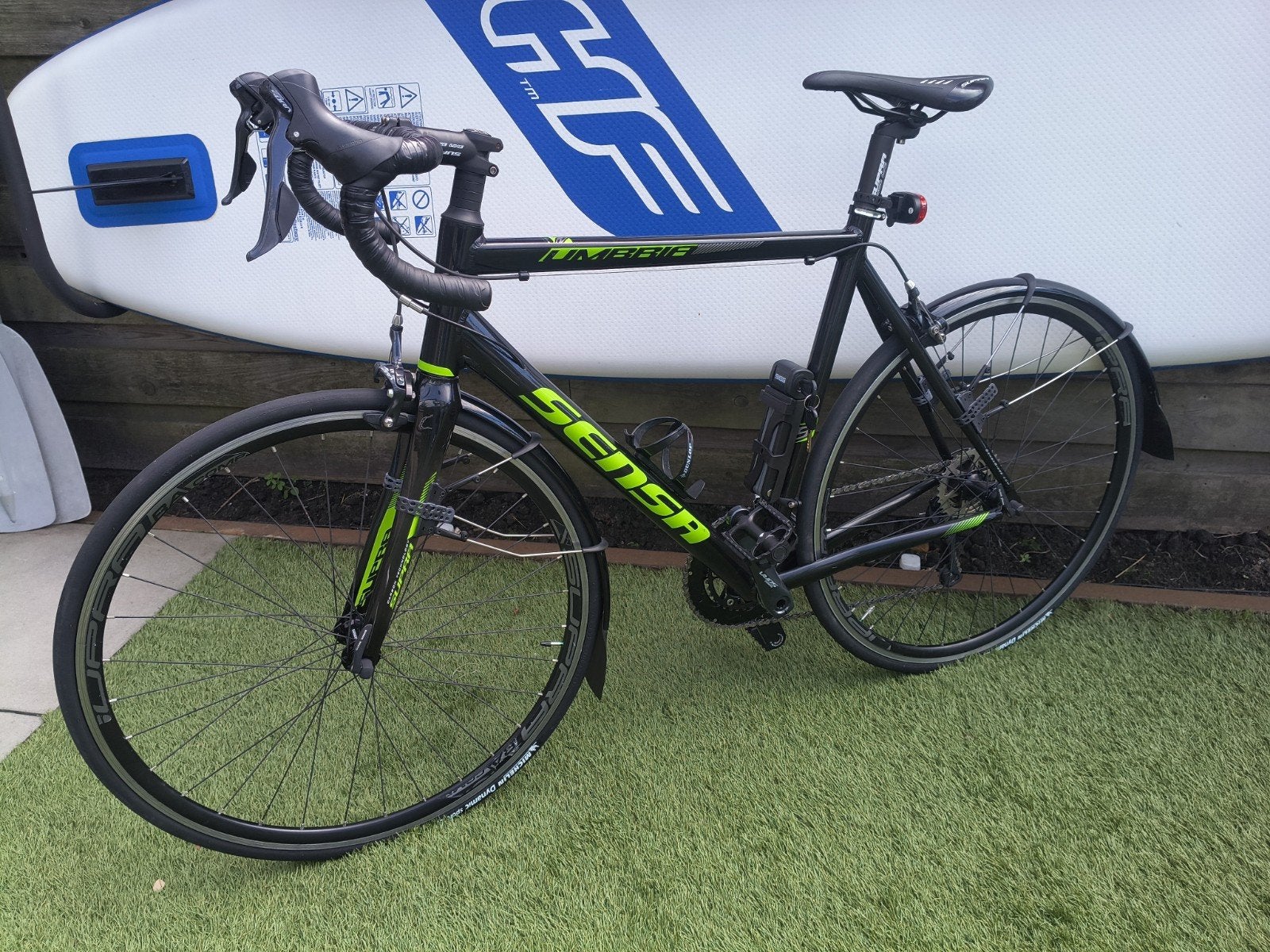 Sensa Umbria racefiets - Zwart/Groen - 56cm, Fietsen en Brommers, 28 inch, Velgrem, Aluminium, Zo goed als nieuw