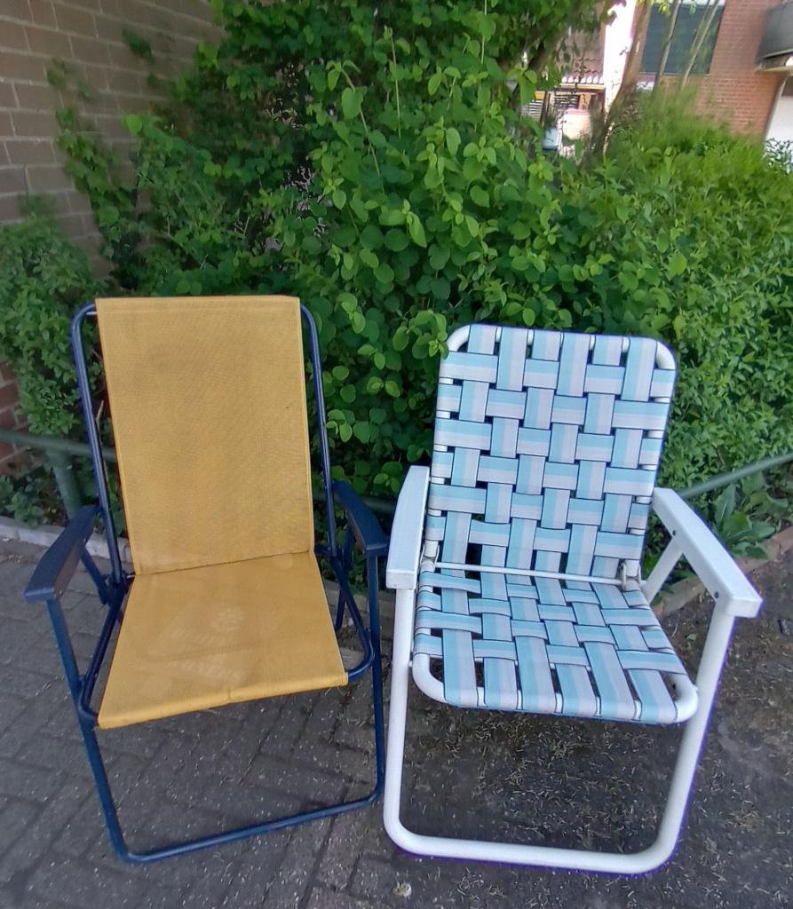 2 vintage campingstoelen klapstoelen, Ophalen of Verzenden, Gebruikt, Overige materialen, Inklapbaar
