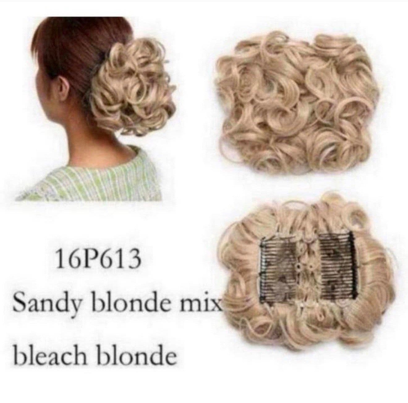Chignon haar stuk Blonde Grote Dikke Krullen Scrunchie Blond, P, P, P, Nieuw