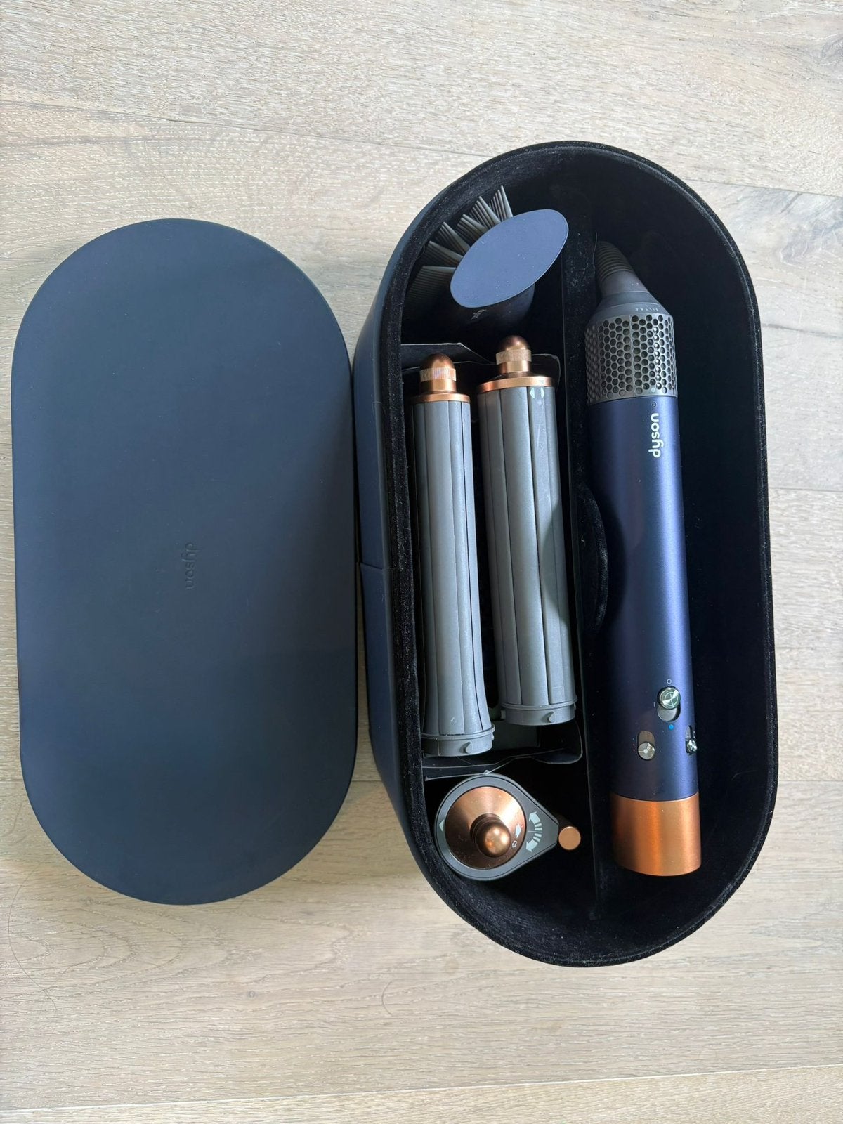 Dyson Airwrap blauw, Ophalen of Verzenden, Zo goed als nieuw, Föhn of Haardroger