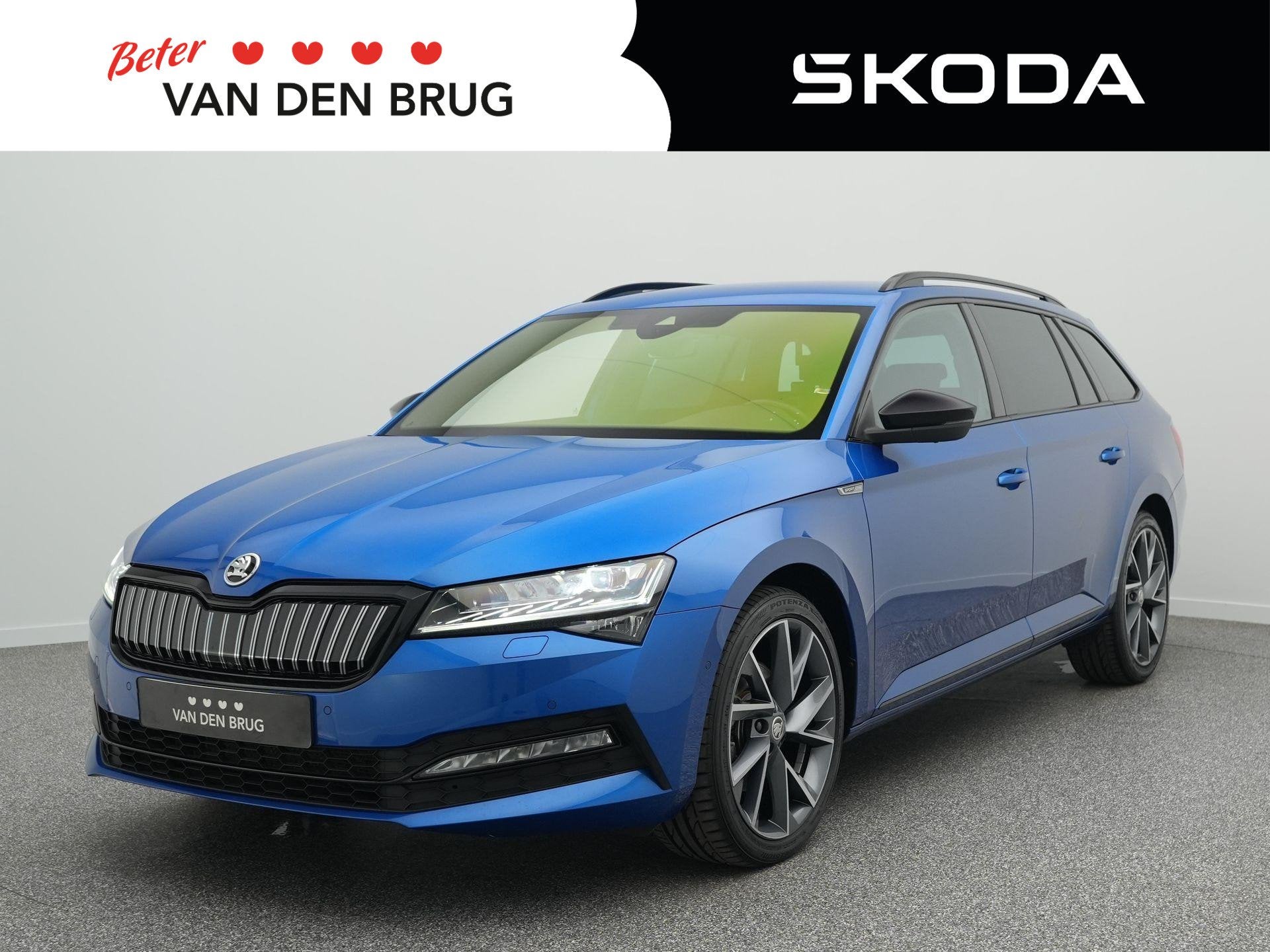 Skoda Superb Combi 1.4 TSI 218pk iV Sportline Business | Tre, Auto's, Gebruikt, 4 cilinders, Blauw, Alcantara