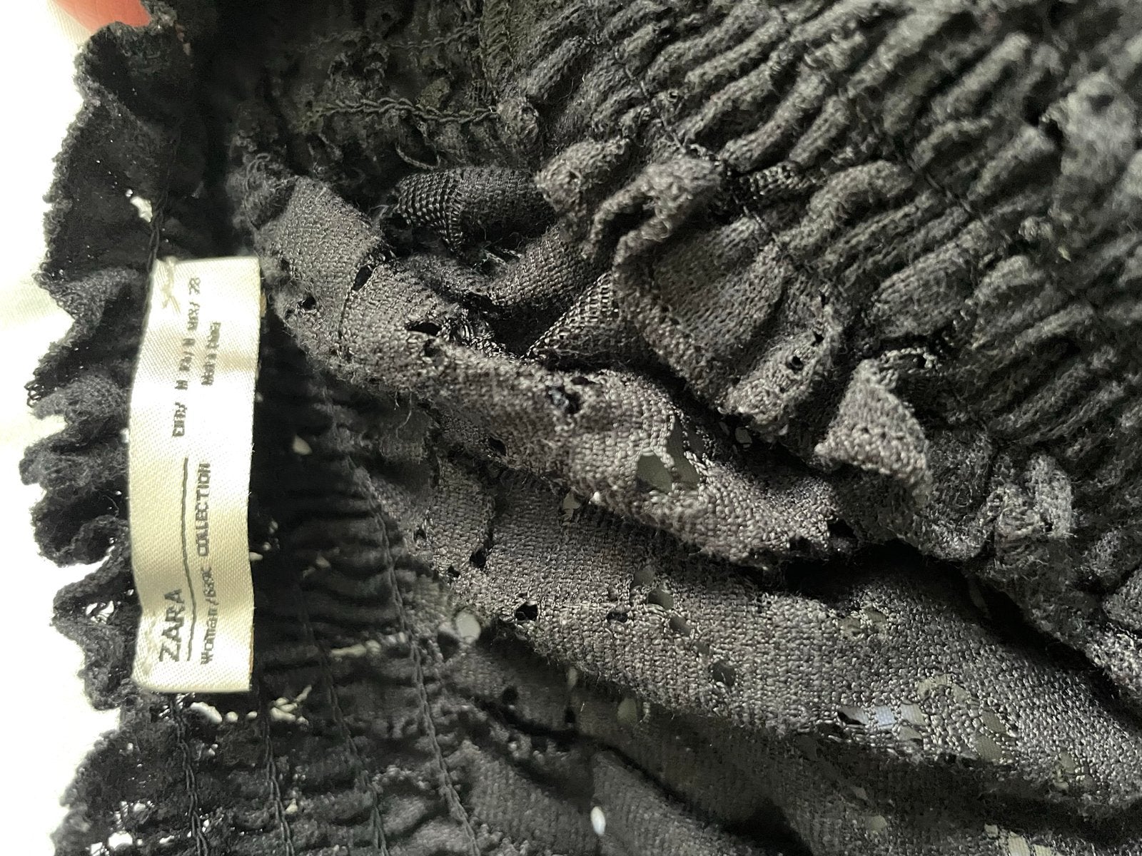 Zwarte katoenen kanten off-shoulder top van Zara, Maat 38/40 (M), Zwart, Ophalen of Verzenden, Zo goed als nieuw