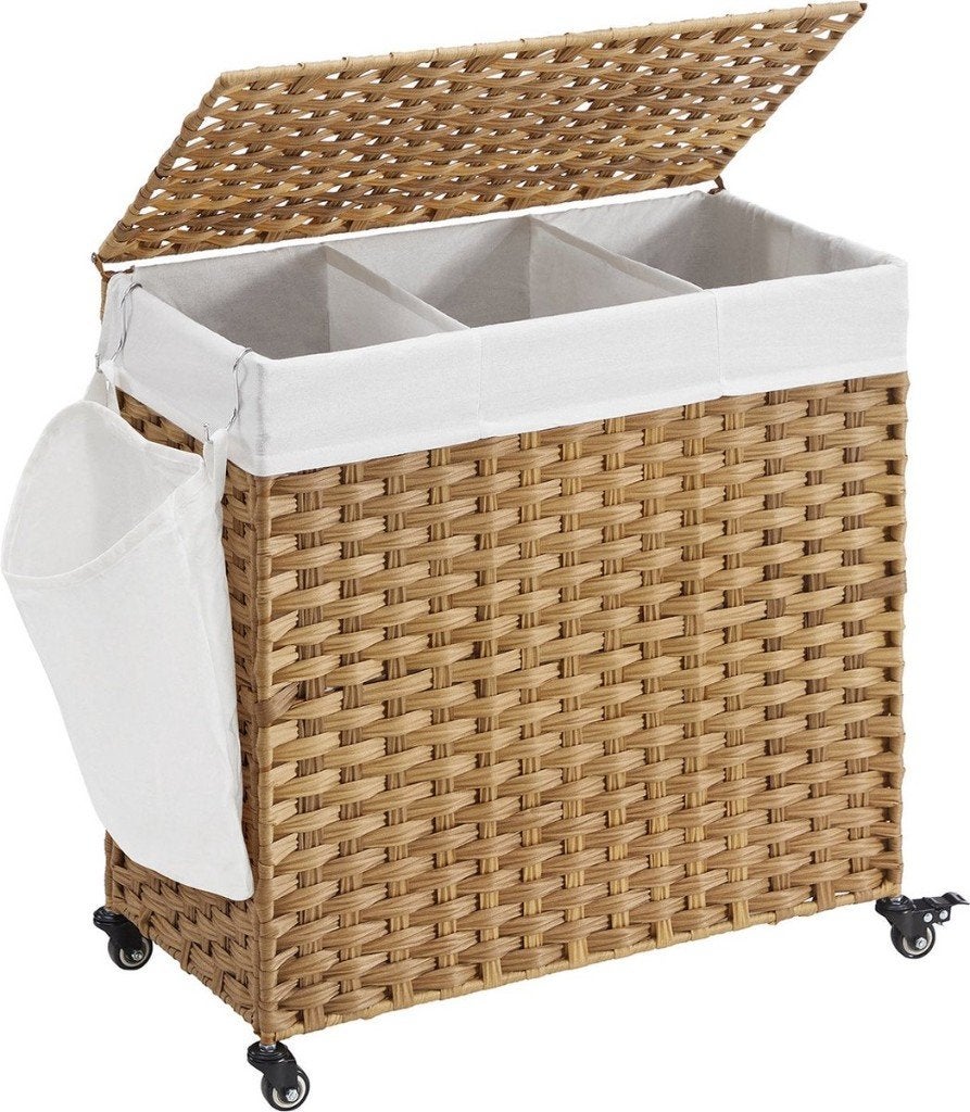 Wasmand, handgeweven, 140 L-66 x 33 x 60 cm, Bruin, Overige merken, Ophalen of Verzenden, Zo goed als nieuw