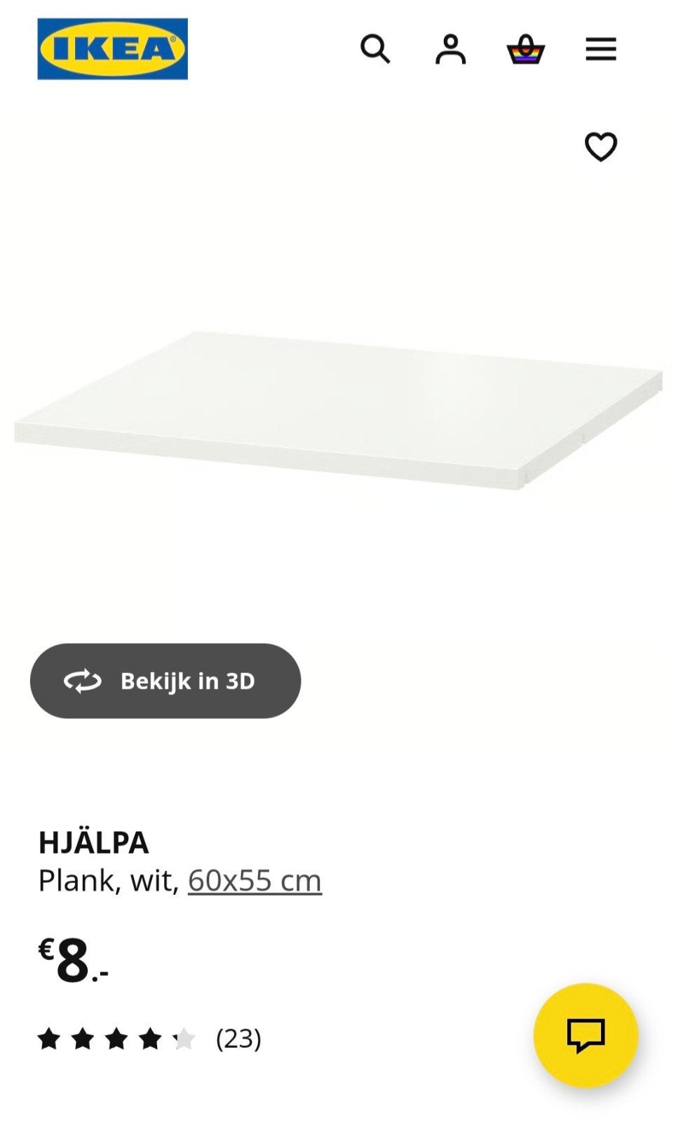 IKEA HJÄLPA plank wit 60x55 voor Platsa kast, Ophalen, Zo goed als nieuw