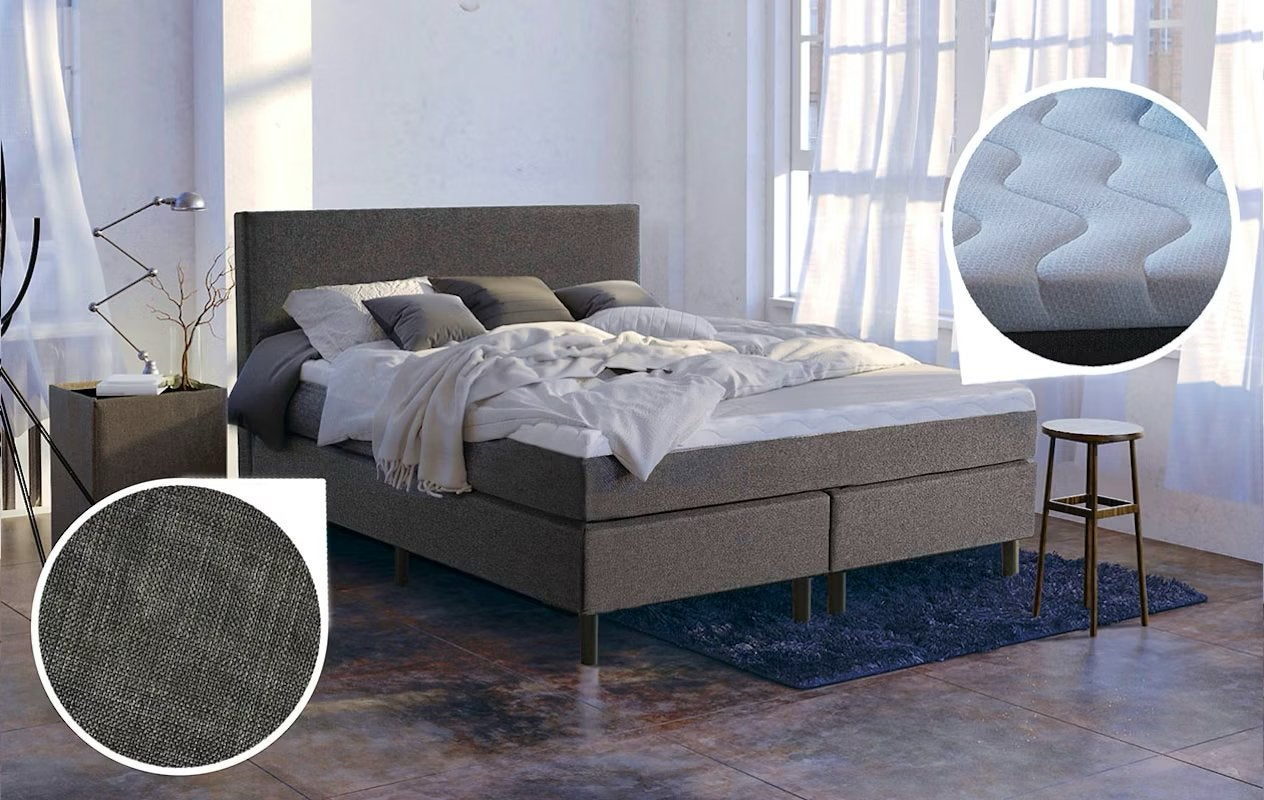 2-persoonsboxspring 180x200 met topper antraciet - Nieuw, Huis en Inrichting, Ophalen, Tweepersoons, Zo goed als nieuw, 180 cm