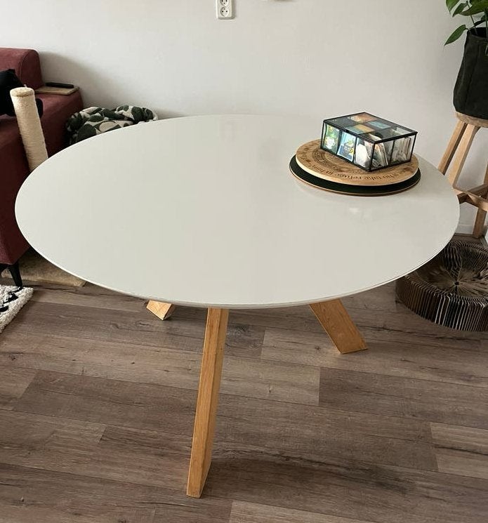 Ronde eetkamertafel 1.20 diameter, Ophalen, Zo goed als nieuw, Rond, 100 tot 150 cm