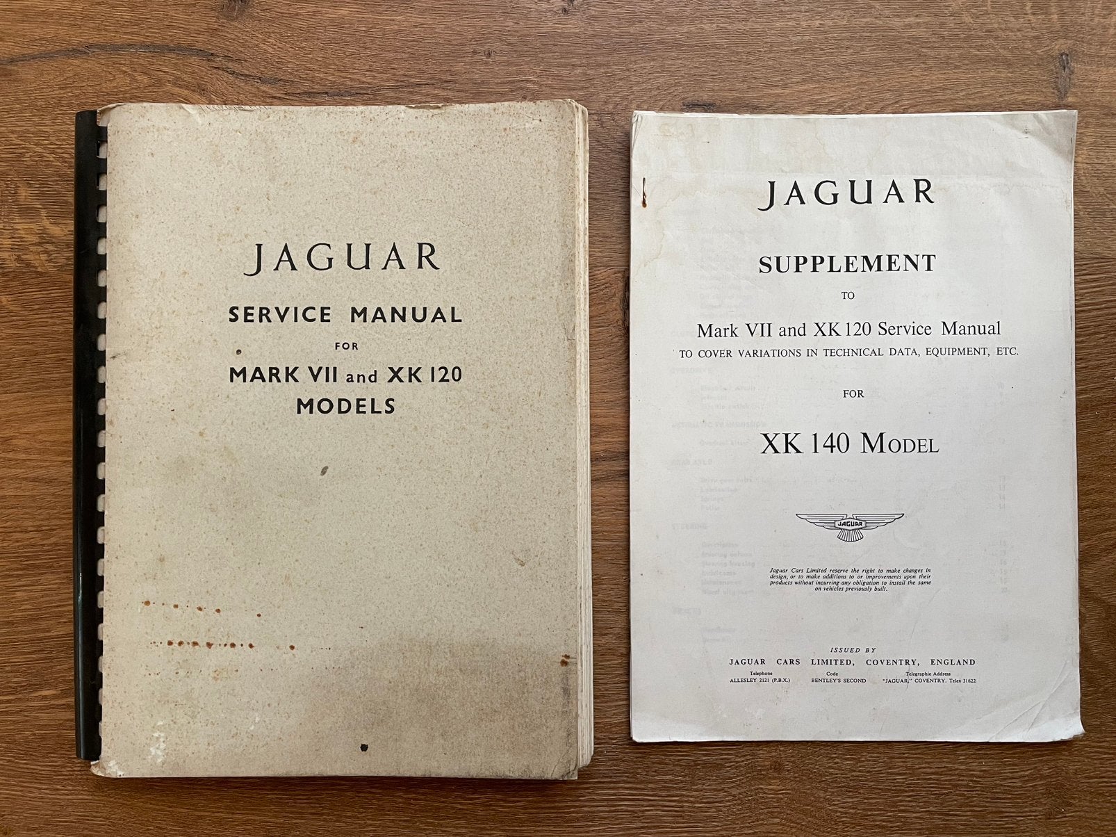 Jaguar XK120 MK VII service manual en XK140 supplement, Ophalen of Verzenden