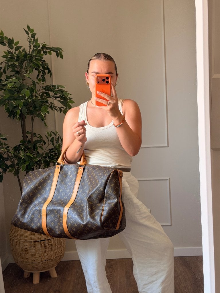 Louis Vuitton Keepall 55 - 1282, 40 tot 60 cm, 30 cm of meer, Gebruikt, Bruin