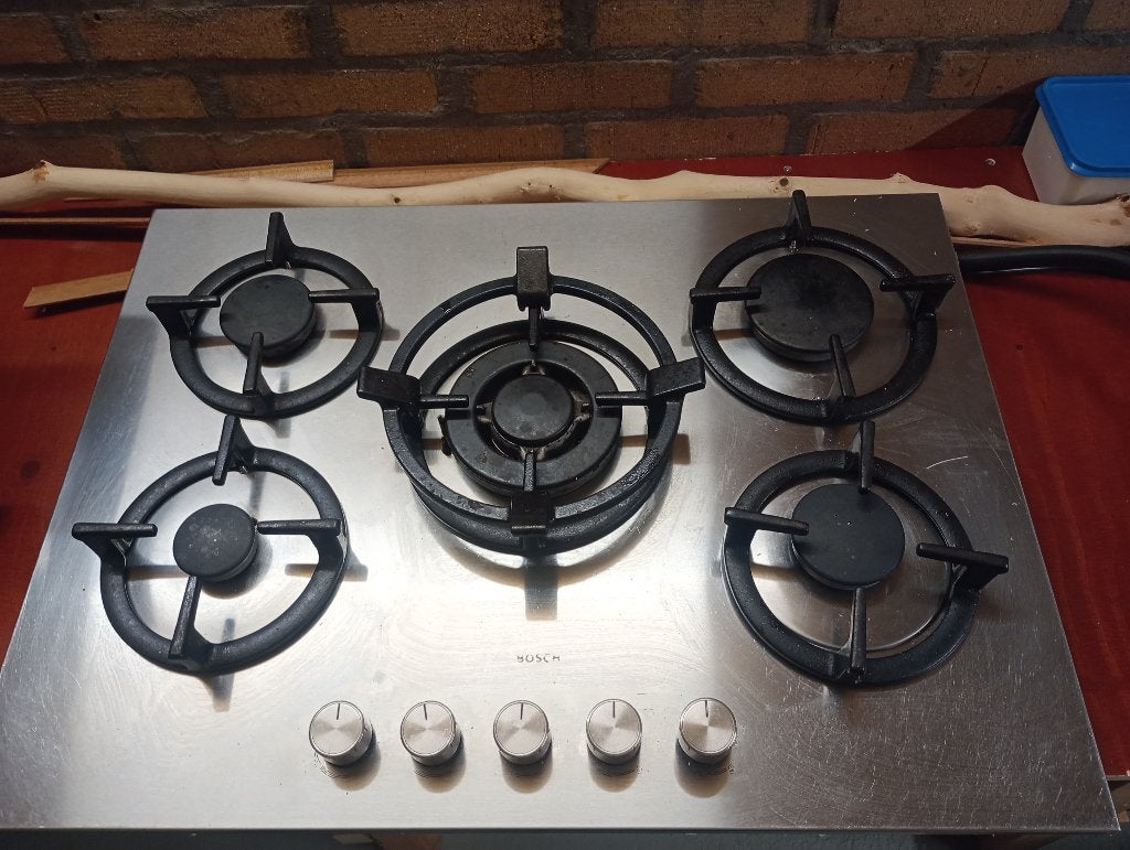 Bosch kookplaat, 5 pits, Ophalen, Gebruikt, Inbouw, Gas