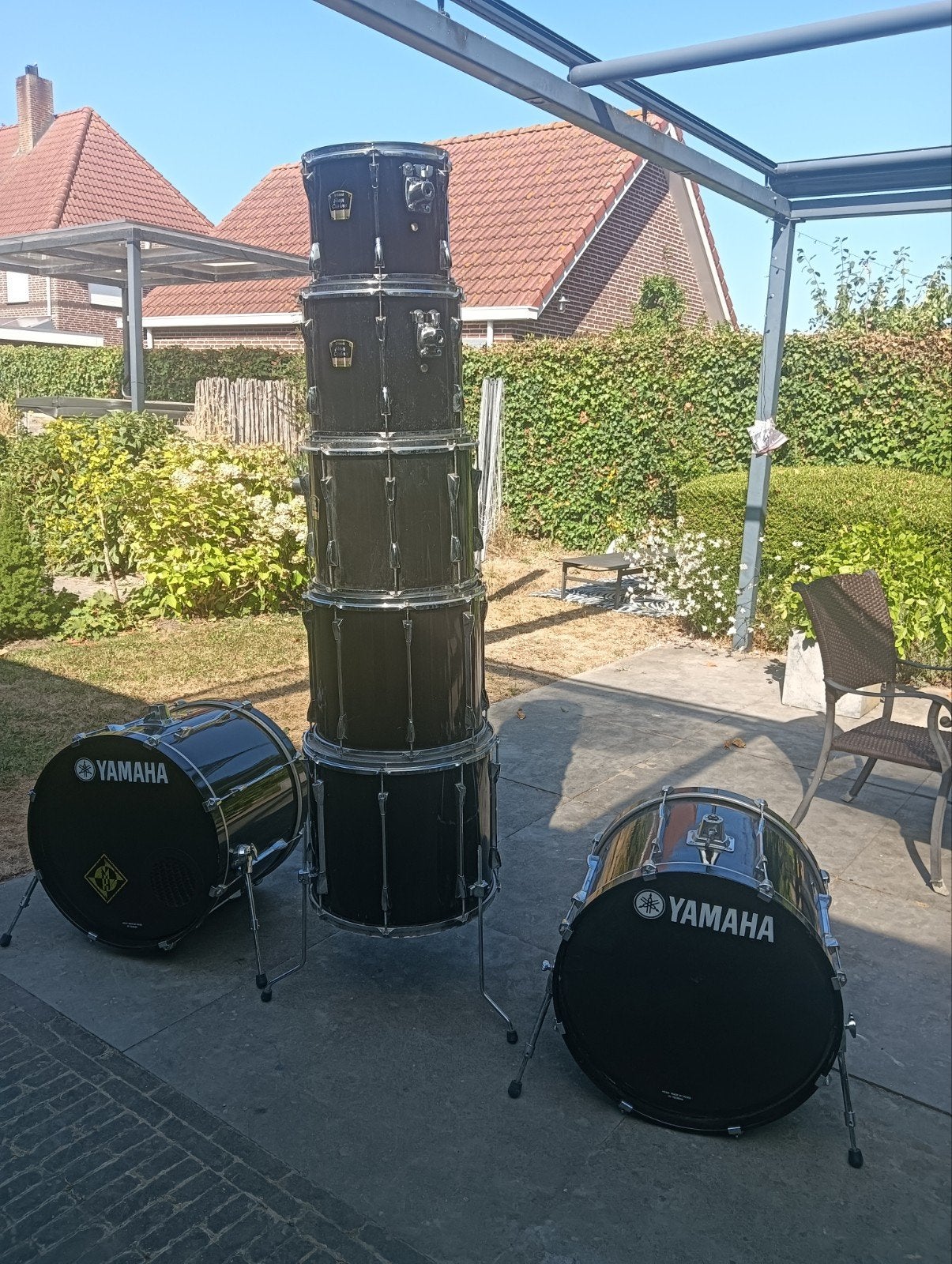 Yamaha Stage Custom Advantage drumstel met dubbele bassdrum, Ophalen, Gebruikt, Yamaha
