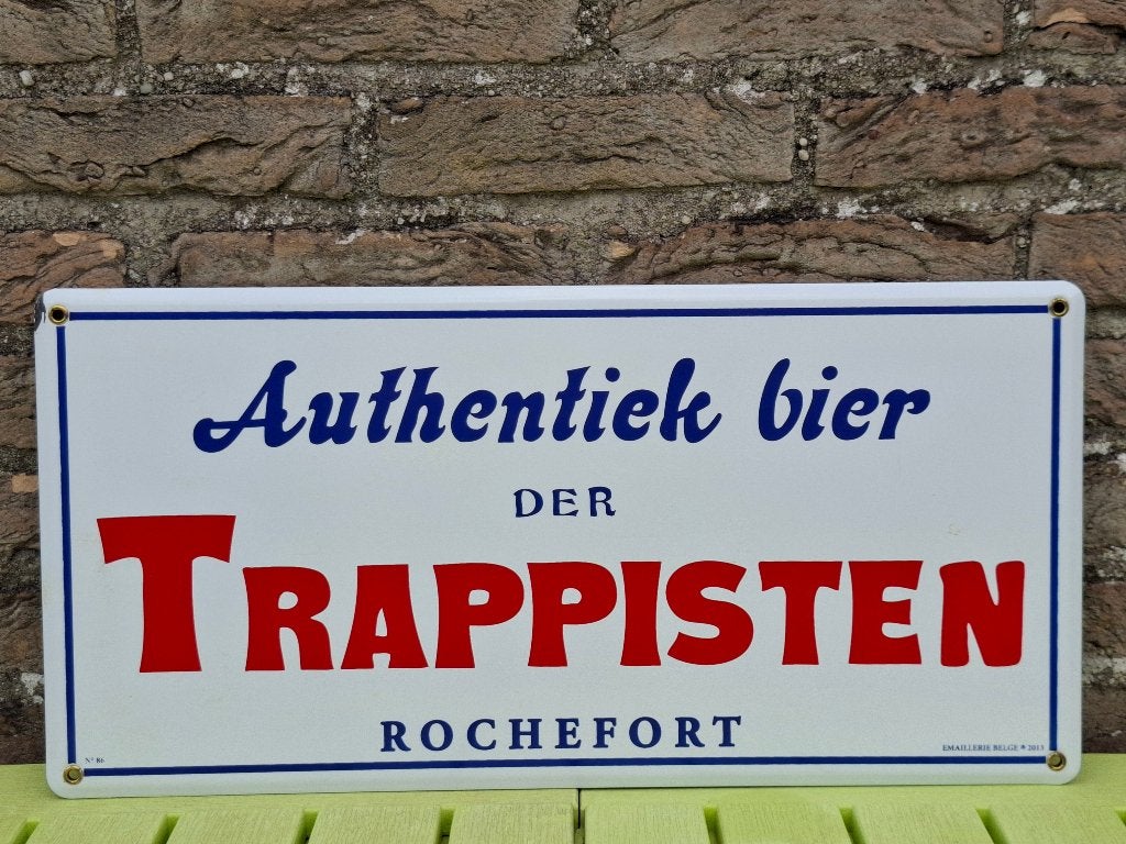 Emaillebord Rochefort Trappisten (Emaillerie Belge), Verzamelen, Ophalen of Verzenden, Zo goed als nieuw, Reclamebord, Plaat of Schild