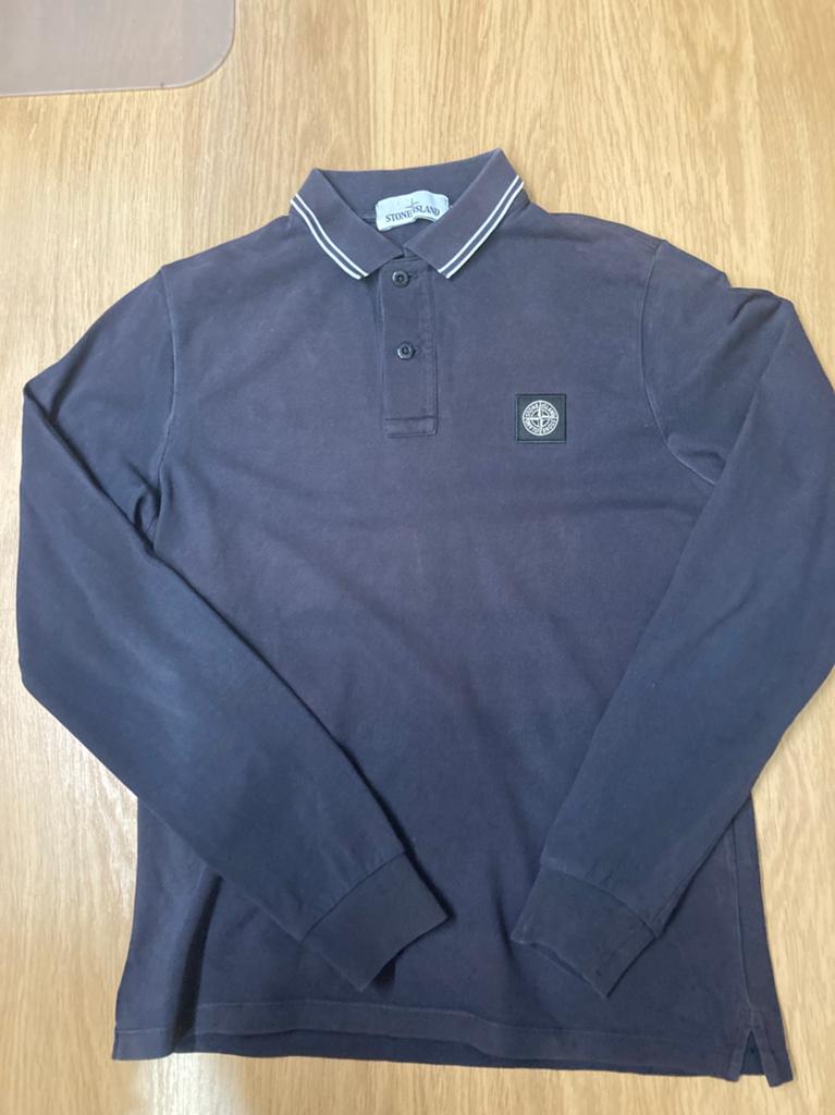 Stone Island Longsleeve Polo - S - Donkergrijs - Authentiek, Kleding | Heren, Ophalen of Verzenden, Grijs, Maat 46 (S) of kleiner