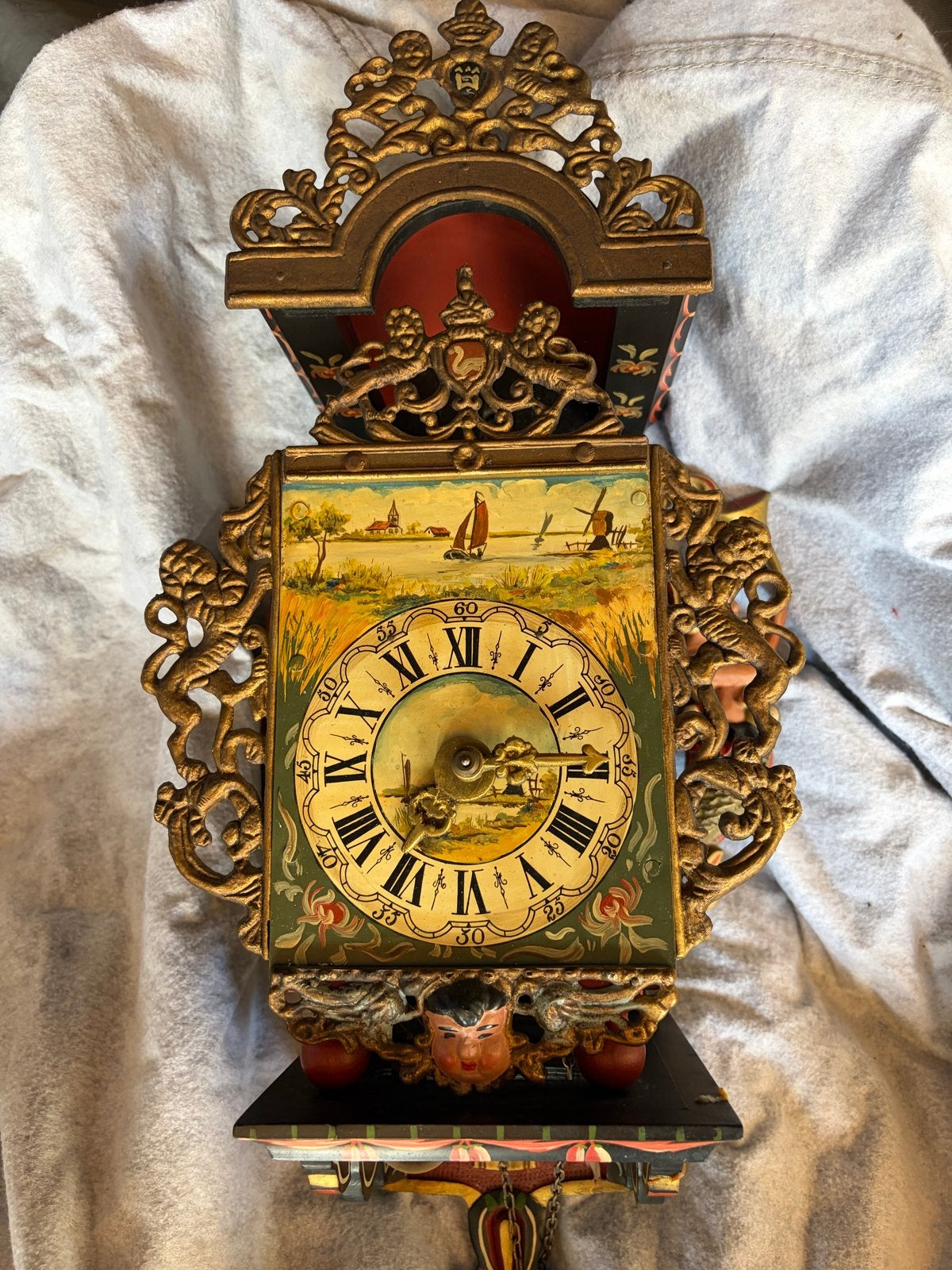 Antieke Zaanse Klok met Hollandse Scène, Antiek en Kunst, Antiek | Klokken, Ophalen of Verzenden