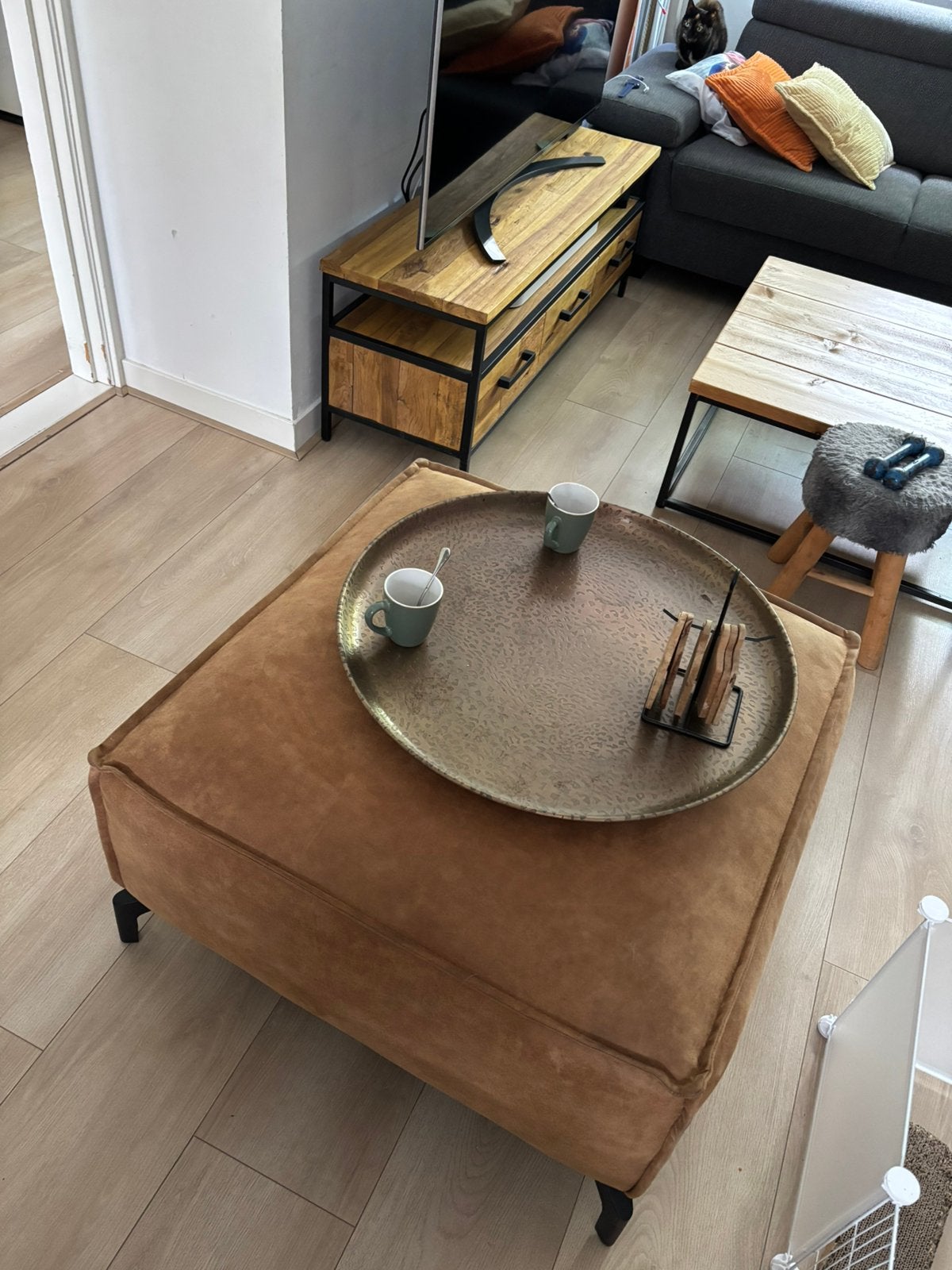 Hocker, Huis en Inrichting, Tafels | Salontafels, Ophalen, Zo goed als nieuw, Vierkant, 50 tot 100 cm