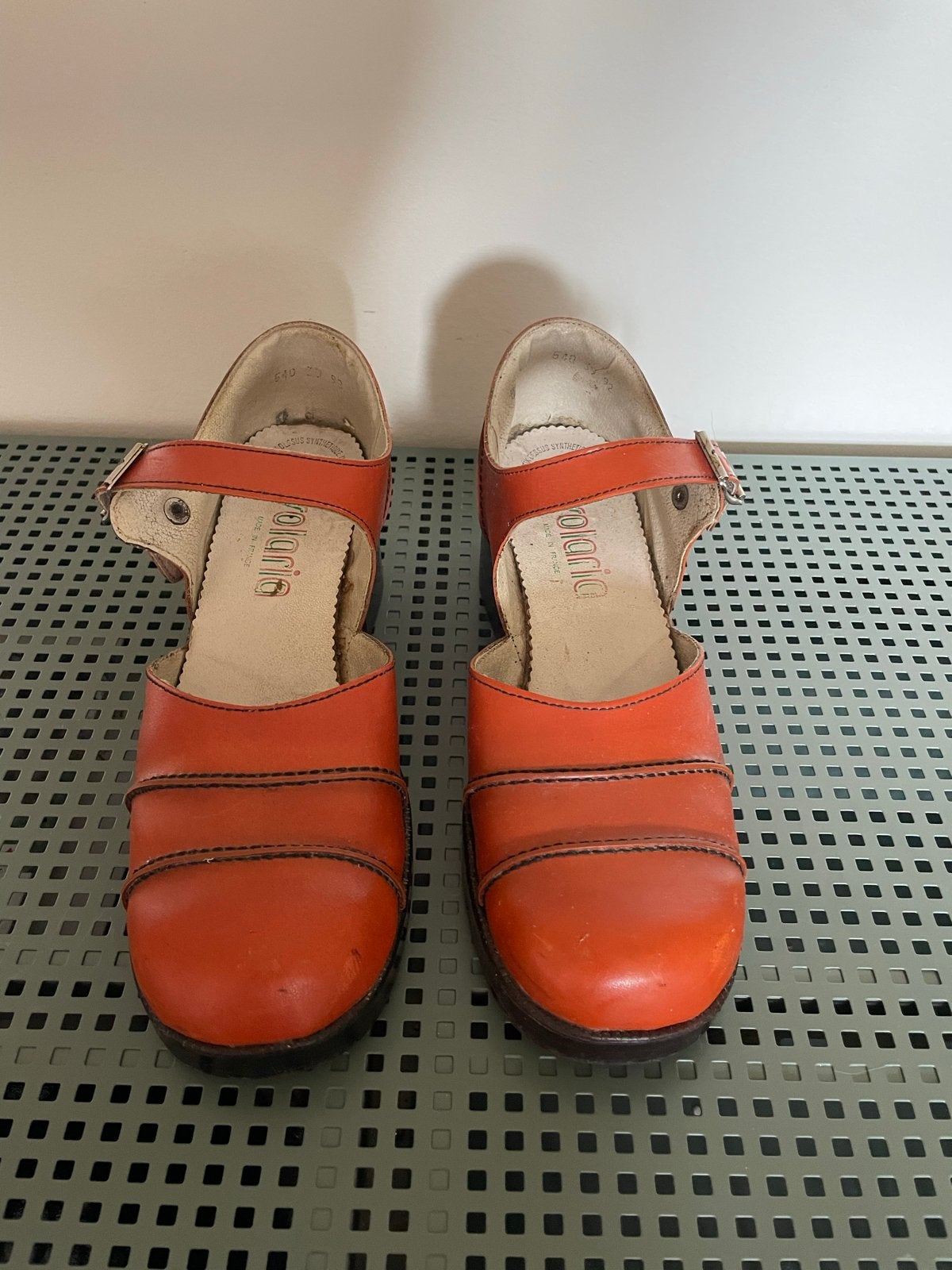 Vintage retro look Solaria Oranje Schoenen Maat 38, Oranje, Ophalen of Verzenden, Schoenen met hoge hakken, Gedragen