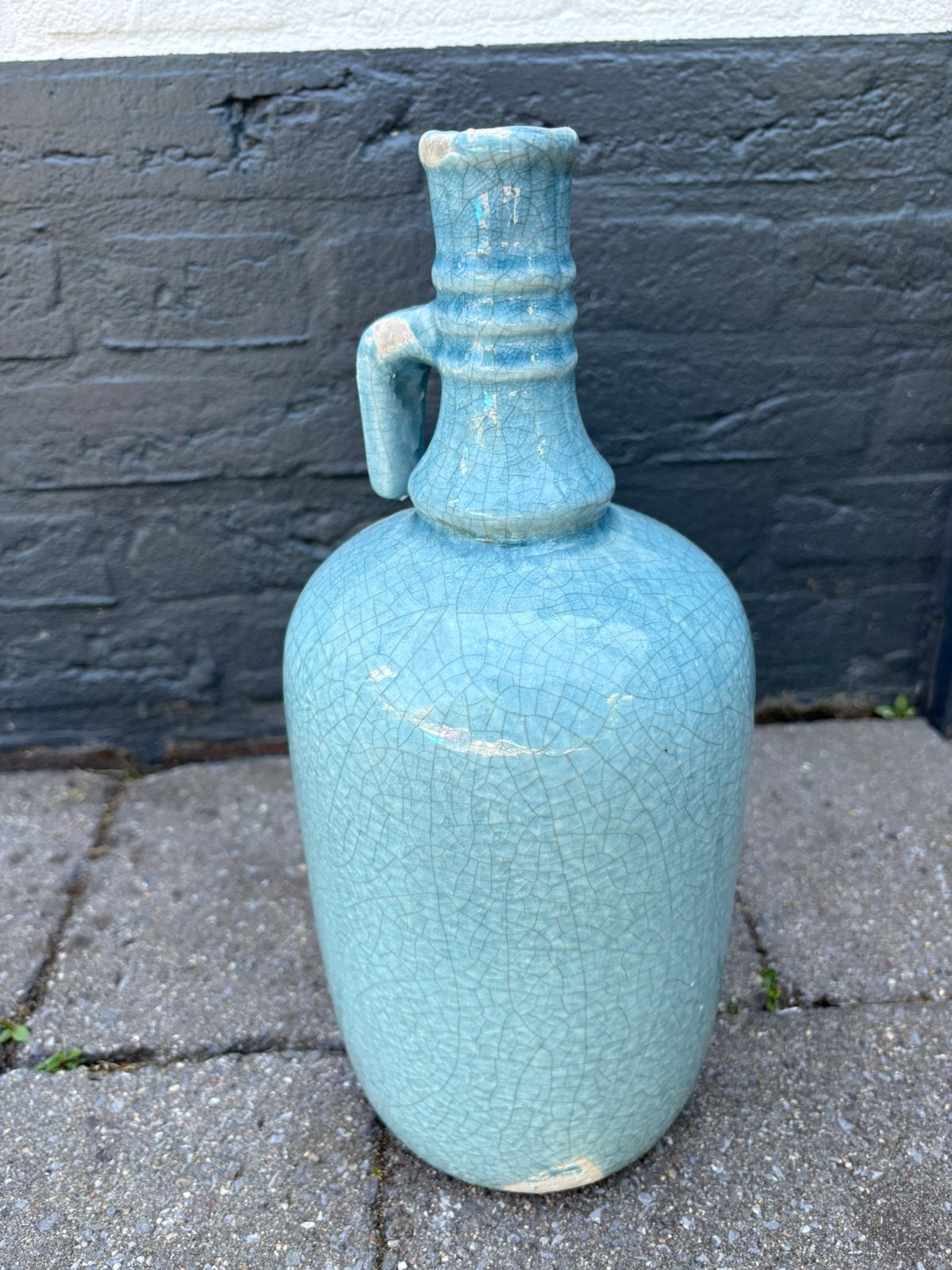 Brynxz vaas kruik, Ø13cm, turquoise blauw, binnen of buiten, 31 cm, Gebruikt, Blauw, Ophalen of Verzenden