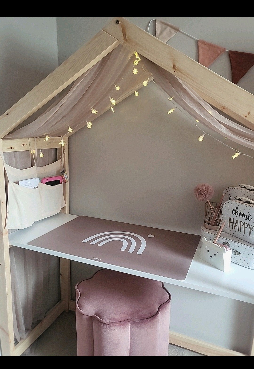 Kinderbureau huisje, Scandinavisch, Ophalen, 120 cm, Kinderbureau