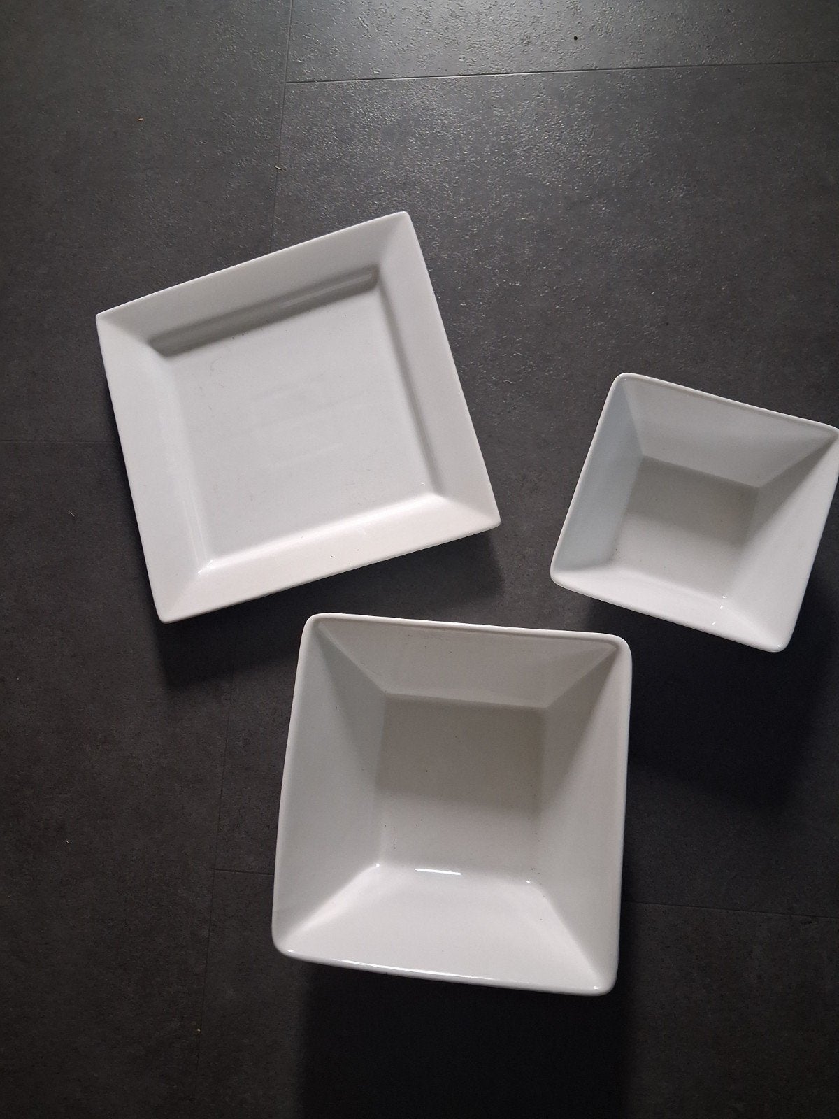 Hema Porselein Servies - Vierkante Borden en Kommen, Ophalen, Hema, Gebruikt, Bord(en)