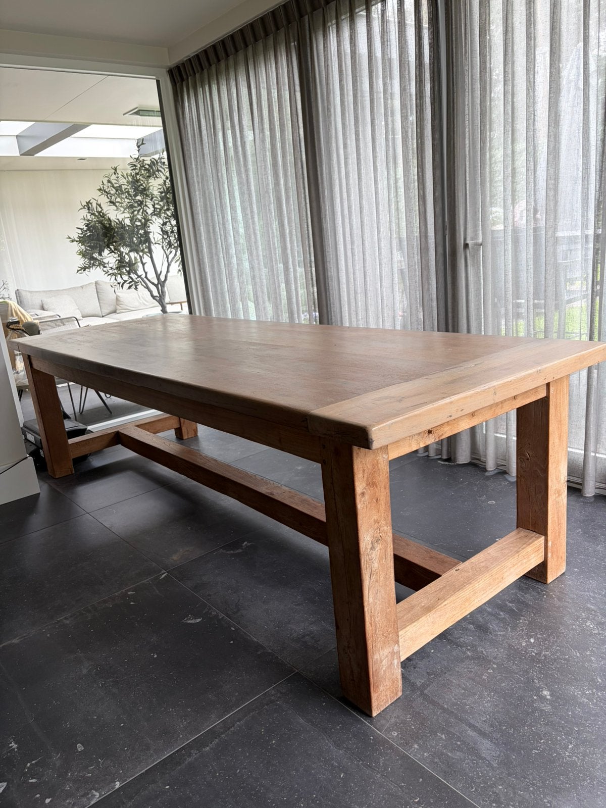 Eettafel, Ophalen, Gebruikt, Eikenhout, 200 cm of meer