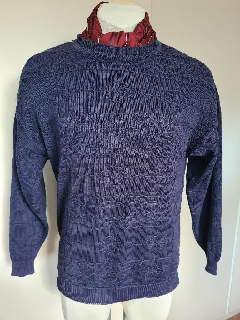 Vintage knit L/52 royal blue 90ths €25 vast, uniek!, Verzenden, Zo goed als nieuw, Maat 52/54 (L), Blauw