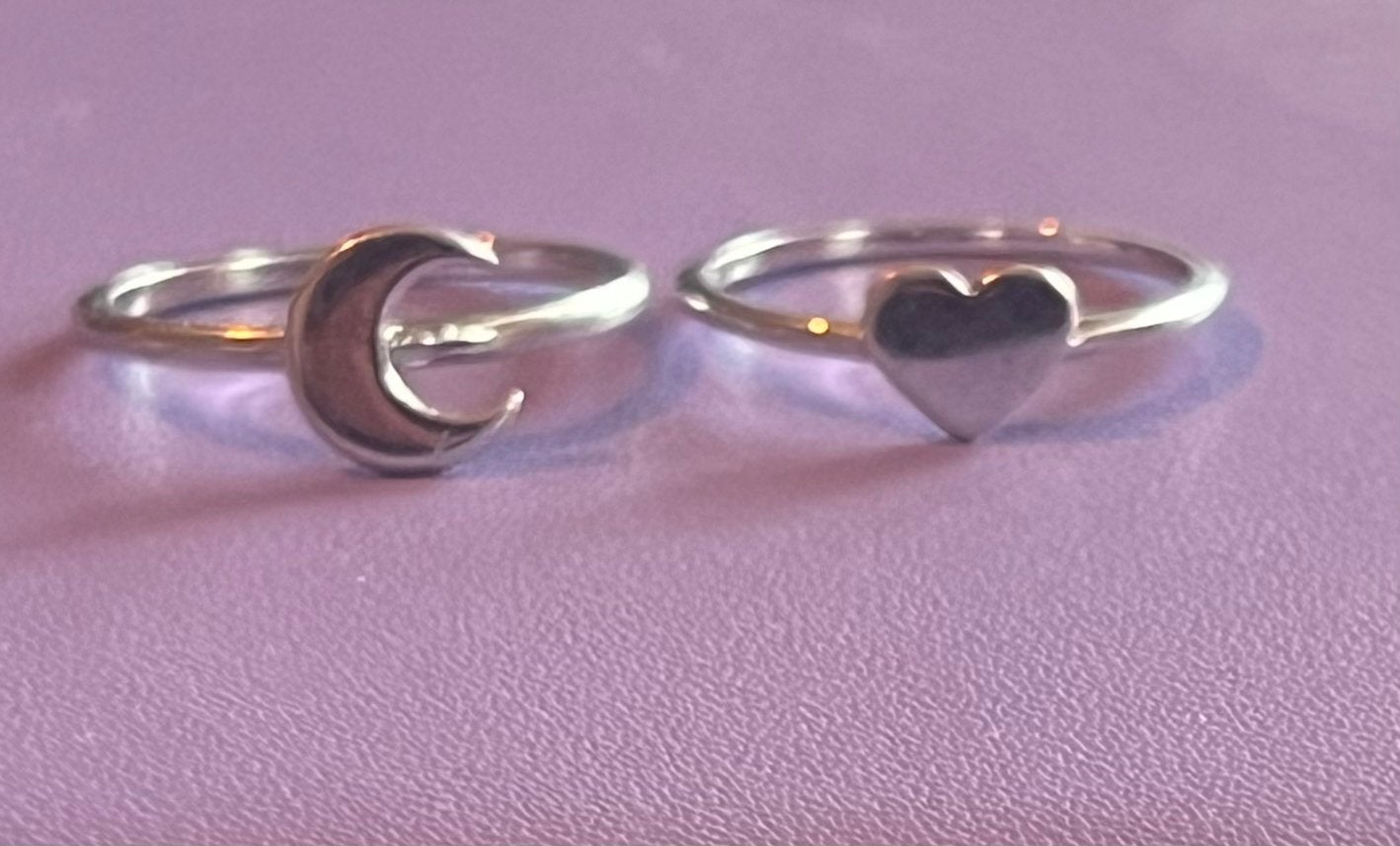 Zilveren ringen Lucardi, maan en hart, maat 15, Ophalen of Verzenden, Dame, Zilver, Kleiner dan 17