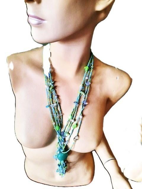Prachtige handgemaakte Boho Cascade ketting (7949), Sieraden, Tassen en Uiterlijk, Kettingen, Ophalen, Nieuw, Overige materialen
